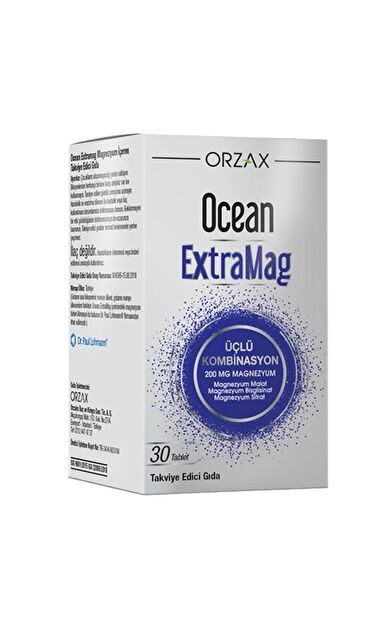Orzax Ocean ExtraMag Üçlü Kombinasyon Magnezyum Takviye Edici Gıda 30 Tablet