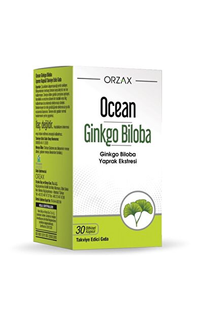 Orzax Ocean Ginkgo Biloba Takviye Edici Gıda 30 Bitkisel Kapsül