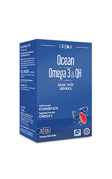 Orzax Ocean Omega 3 & QH Takviye Edici Gıda 30 Kapsül