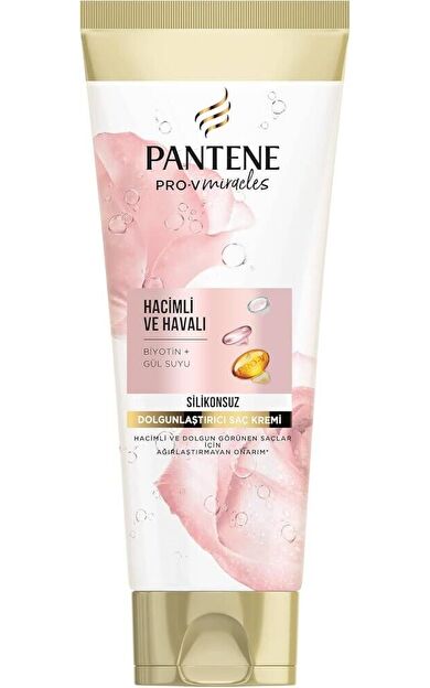 Pantene Silikonsuz Saç Bakım Kremi Hacim Veren Dolgunlaştırıcı, Biotin ve Gül Suyu, 275 ml