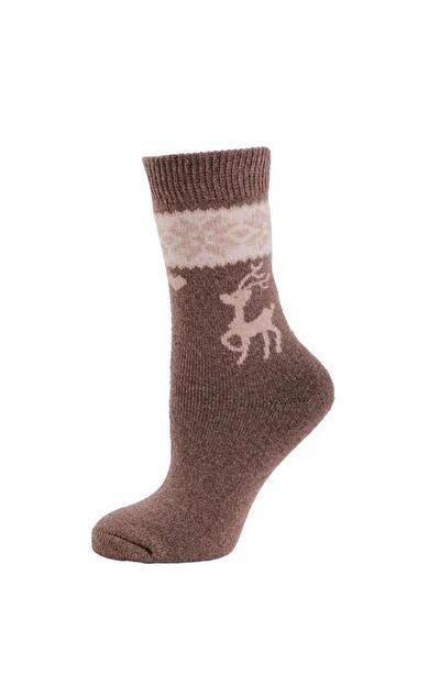 Panthzer Casual Wool Socks Erkek Çorap Bej/Kahverengi