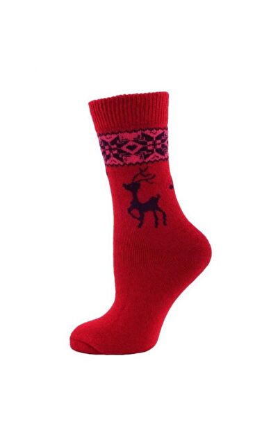 Panthzer Casual Wool Socks Kadın Çorap Kırmızı/Lacivert