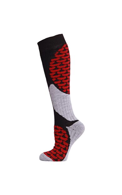 Panthzer Ski & Snowboard Erkek Kayak Çorabı Siyah/Kırmızı