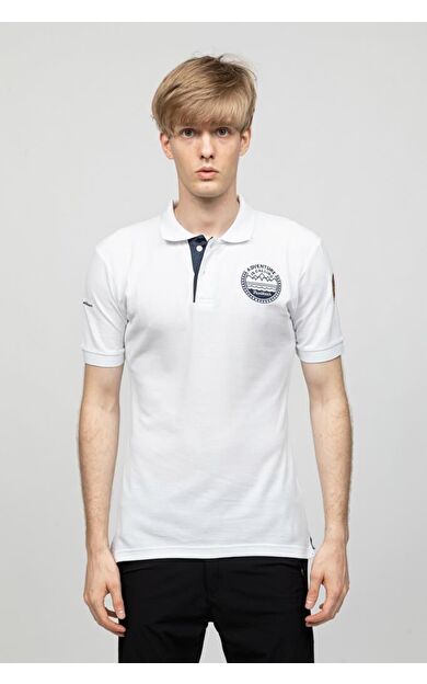 Panthzer Taftan Polo Yaka Erkek Tişört Beyaz