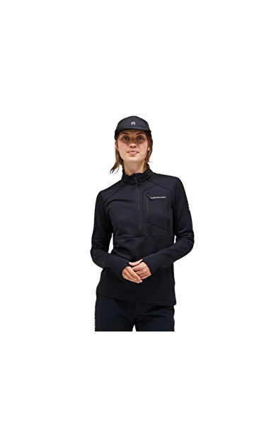 Peak Performance W ADVENTURE GRID FLEECE Kadın Outdoor Çeyrek Fermuarlı Polar Üst G79811010T Siyah