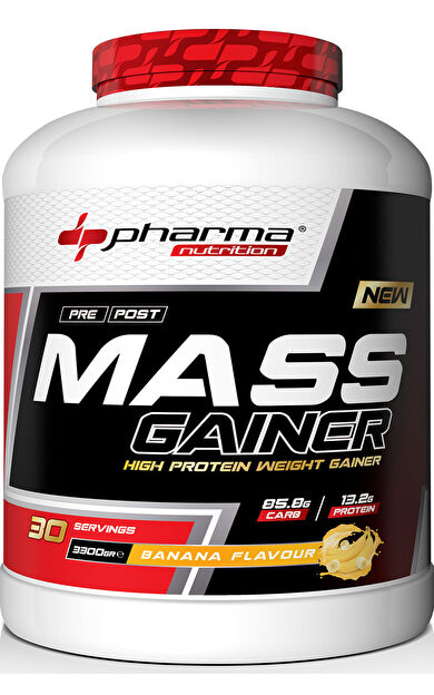 Pharma Nutrition Mass Gainer 3300 Gr Muz Aromalı Kilo Kas Karbonhidrat Tozu Hacim 30 Servis