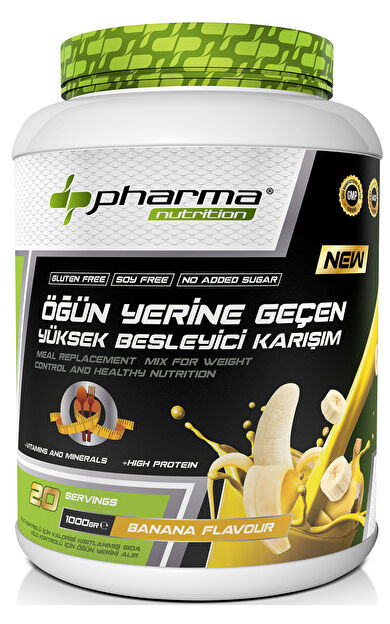 Pharma Nutrition Proteinli Öğün Tozu Öğün Yerine Geçen Besleyici Shake Muz Aromalı 20 Servis 1000 Gr