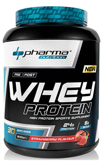 Pharma Nutrition Whey Protein 900 gr Çilek Aromalı Protein Tozu 24 gram Protein 30 Servis