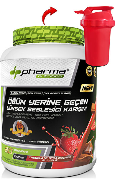 Pharma Nutrition Proteinli Öğün Tozu Öğün Yerine Geçen Besleyici Shake Çikolata Çilek Aromalı 20 Servis 1000 Gr