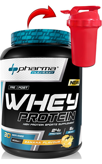 Pharma Nutrition Whey Protein 900 gr Muz Aromalı Protein Tozu 24 gram Protein 30 Servis