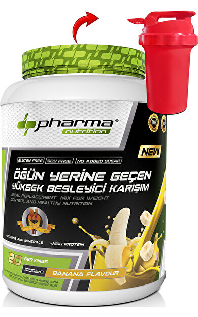 Pharma Nutrition Proteinli Öğün Tozu Öğün Yerine Geçen Besleyici Shake Muz Aromalı 20 Servis 1000 Gr