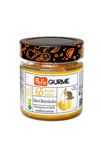 Pol'sGurme Beyaz Kiraz Reçeli Chia Tohumlu Şeker İlavesiz %65 Meyve Oranlı 285 g