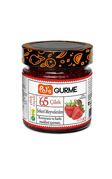 Pol'sGurme Çilek Reçeli Chia Tohumlu Şeker İlavesiz %65 Meyve Oranlı 285 gr