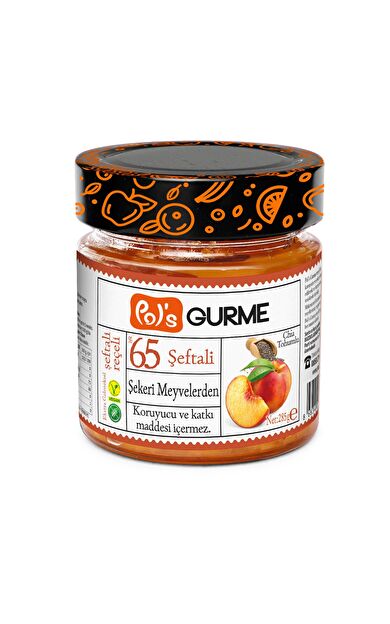 Pol'sGurme Şeftali Reçeli, Şeker İlavesiz, Chia Tohumu 285 g