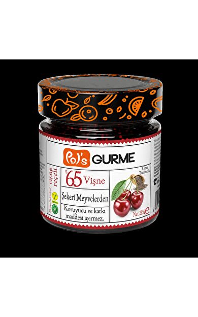 Pol'sGurme Vişne Reçeli Chia Tohumlu Şeker İlavesiz %65 Meyve Oranlı 285 gr