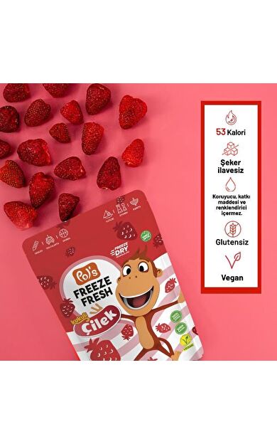 Pol’s Freeze Fresh Dondurularak Kurutulmuş Kukuli Çilek 15 gr