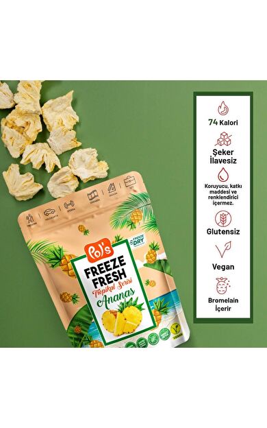 Pol's Freeze Fresh Dondurularak Kurutulmuş Ananas 20 gr