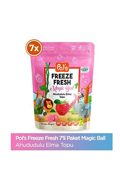 Pol's Freeze Fresh Dondurularak Kurutulmuş Magic Ball Ahududulu Elma 20 gr x 7