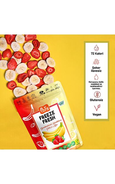 Pol's Freeze Fresh Dondurularak Kurutulmuş Muz - Çilek Mix 20 g