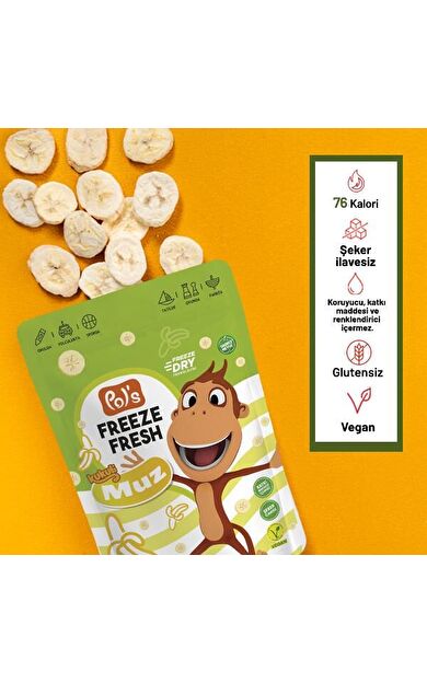 Pol's Freeze Fresh Dondurularak Kurutulmuş Kukuli Muz 20 gr