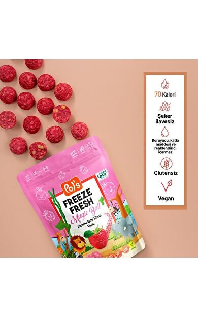 Pol's Freeze Fresh Dondurularak Kurutulmuş Magic Ball Ahududulu Elma Topu 20 gr