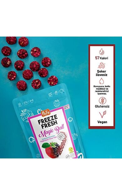 Pol's Freeze Fresh Dondurularak Kurutulmuş Magic Ball Böğürtlenli Elma Topları 16 gr