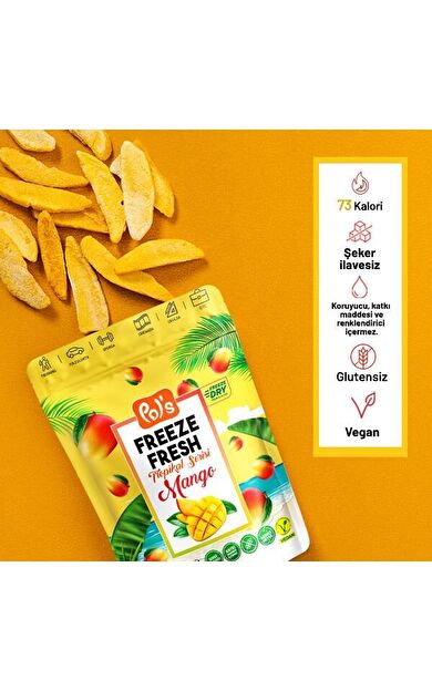 Pol's Freeze Fresh Dondurularak Kurutulmuş Mango 20 gr