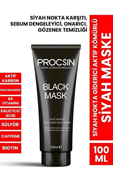 Siyah Nokta Giderici Aktif Kömürlü Siyah Maske 100ML
