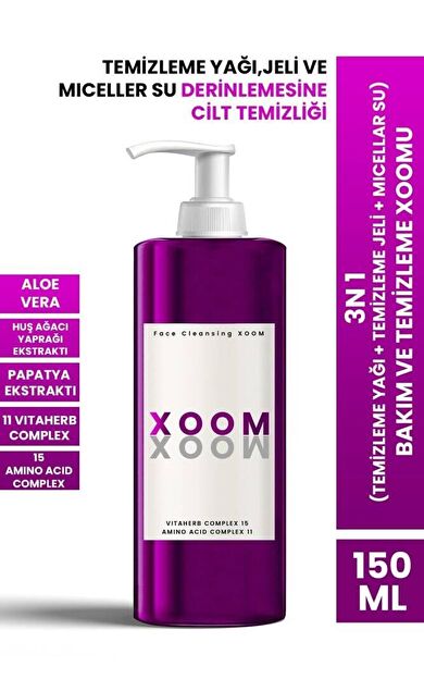 Xoom 3 in 1 (Temizleme Yağı + Temizleme Jeli + Micellar Su) Bakım ve Temizleme Xoomu 150 ML