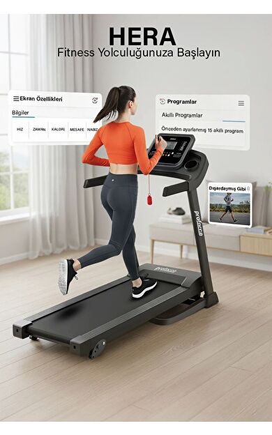 Proforce Hera Koşu Bandı, Eğimli, 10km Hız, Katlanabilir, 2hp Motor