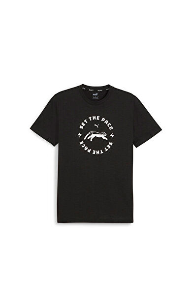 Puma Men's Run Slogan Tee Q1 Erkek Günlük Tişört 52510901 Siyah