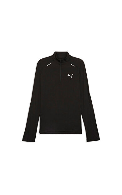 Puma Run Cloudspun 1/4 Zip Erkek Uzun Kollu Koşu Tişörtü 52578101 Siyah