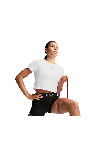 Puma TAD ESSENTIAL W BABY TEE Kadın Antrenman Tişörtü 52589402 Beyaz