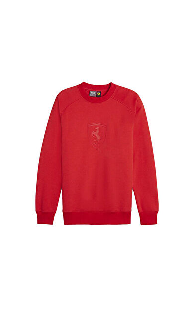 Puma Ferrari Race Big Shield Crew Erkek Günlük Sweatshirt 62380202 Kırmızı