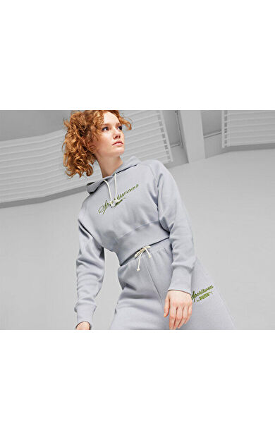 Puma Classics+ Relaxed Hoodie Kadın Günlük Sweatshirts 62427363 Gri