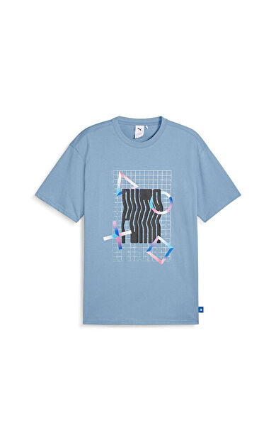 Puma Puma X Playstation Tee Erkek Günlük Tişört 62469420 Mavi