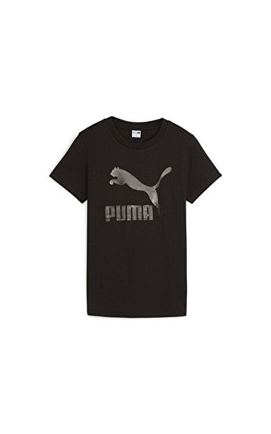 Puma Classics Shiny Logo Tee Kadın Günlük Tişört 62559701 Siyah