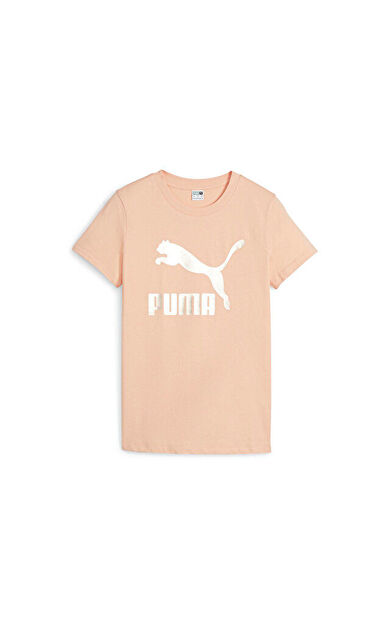 Puma Classics Shiny Logo Tee Kadın Günlük Tişört 62559745 Krem