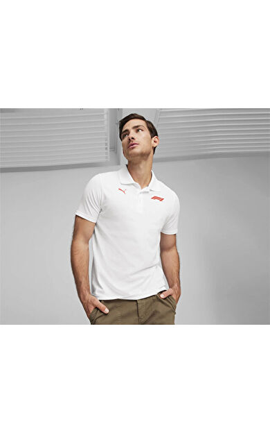 Puma F1 Ess Logo Polo Erkek Günlük Polo Yaka Tişört 62585202 Beyaz