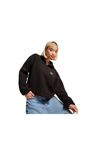Puma Classics Winterized Half-Zip Kadın Günlük Polar Sweatshirts 62679601 Siyah