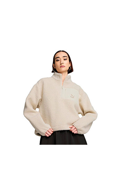 Puma Classics Winterized Half-Zip Kadın Günlük Polar Sweatshirts 62679687 Bej