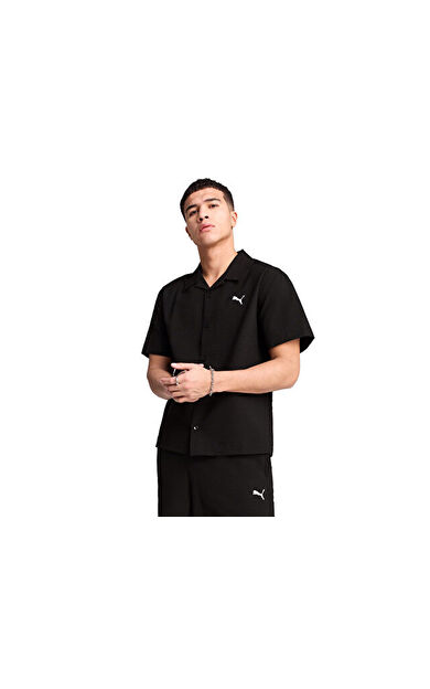 Puma Wardrobe Ess Relaxed Shirt Erkek Günlük Polo Tişört 62966301 Siyah