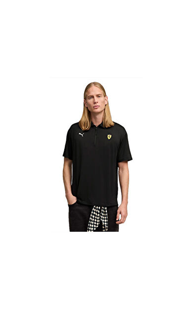 Puma FERRARI CLOUDSPUN POLO Erkek Günlük Polo Tişört 63424701 Siyah