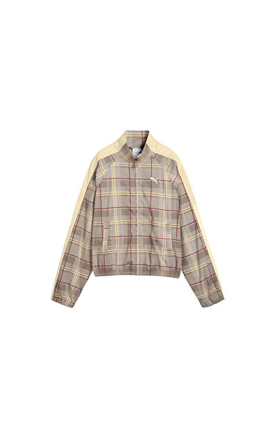Puma T7 TARTAN WOVEN JACKET Kadın Günlük Ceket 63662881 Gri