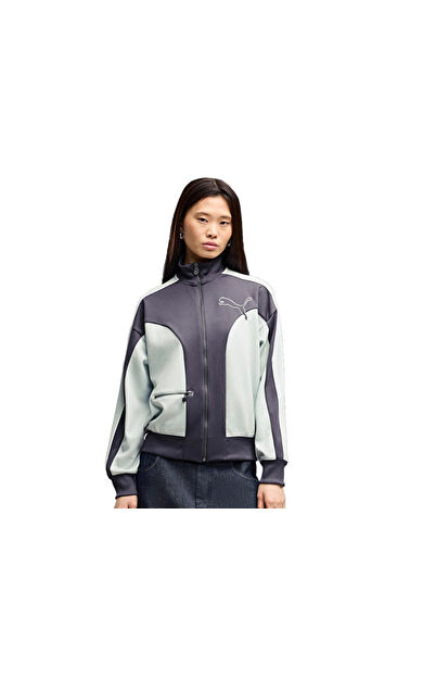Puma T7 RELAXED TRACK JACKET Kadın Günlük Ceket 63663235 Lacivert
