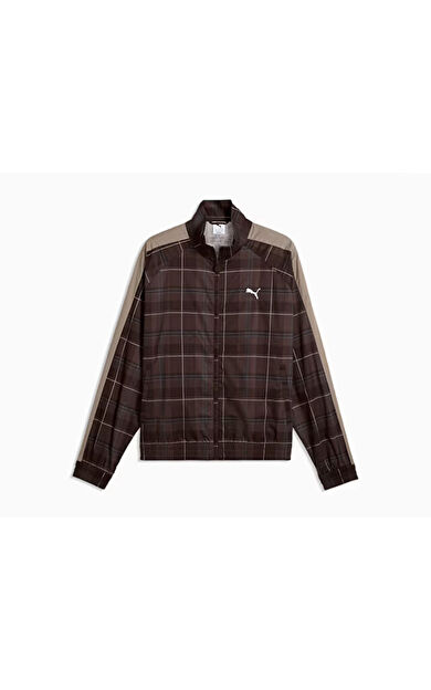 Puma T7 RELAXED TARTAN WOVEN TRAC Erkek Günlük Ceket 63673133 Kahverengi