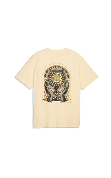 Puma GRAPHIC SUN RELAXED TEE Erkek Günlük Tişört 63675988 Krem