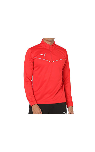 Puma TEAMRISE 1/4 ZIP TOP Erkek Futbol Antrenman Uzun Kollu Tişört 65909701 Kırmızı