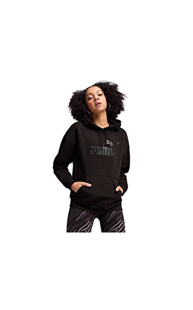 Puma Ess+ Animal Hoodie Fl Kadın Günlük Sweatshirts 68149201 Siyah