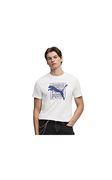 Puma Graphic Puma Wording Tee Erkek Günlük Tişört 69177502 Beyaz
